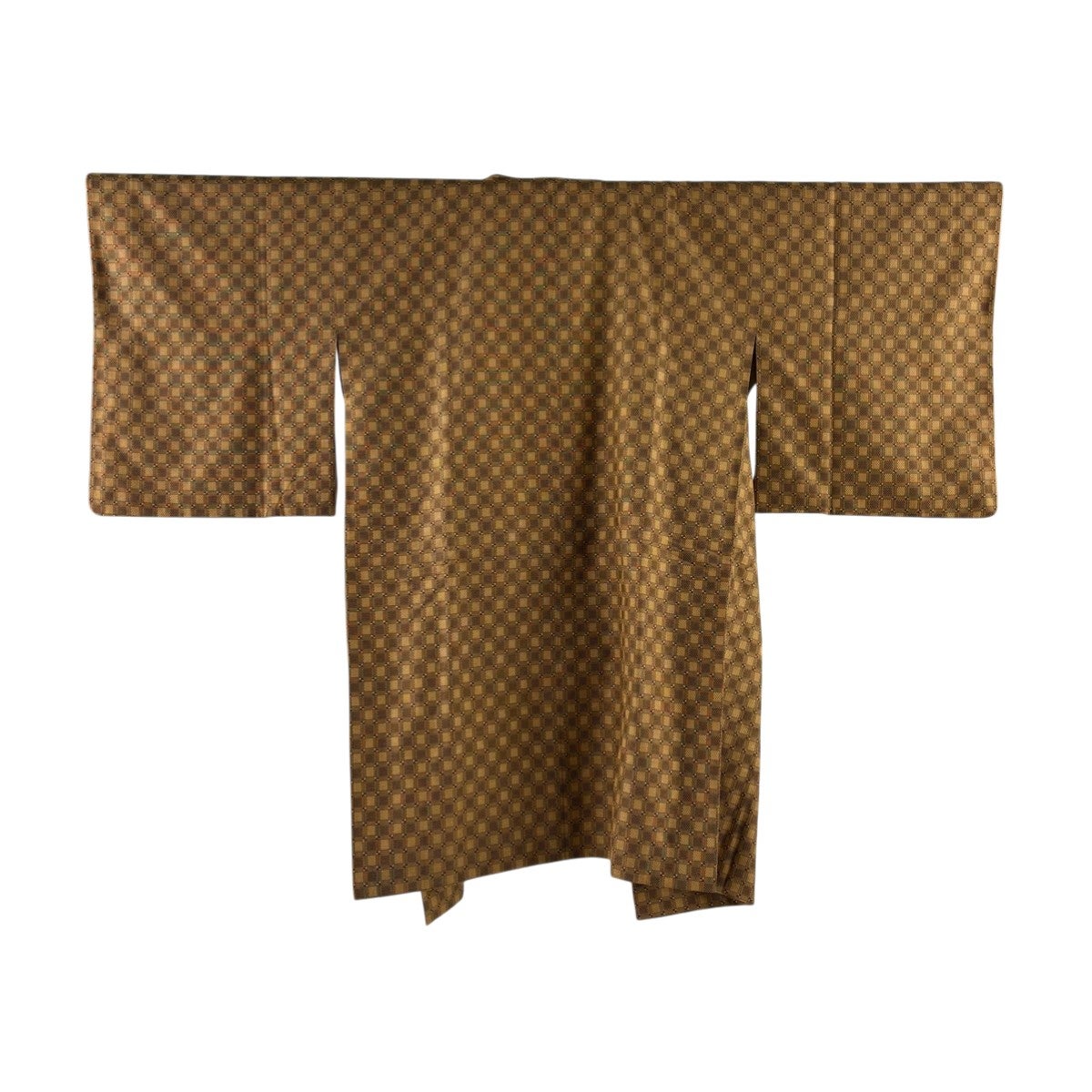 美品】 道中着 身丈94.5cm 裄丈68cm L 和装コート 紬地 麻の葉