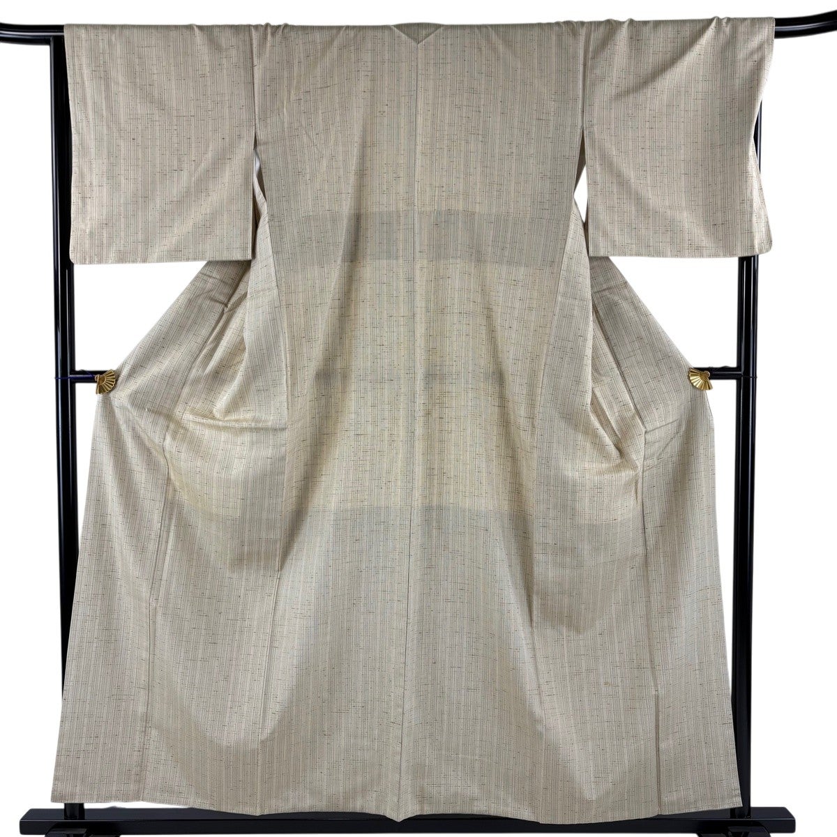 紬 身丈152cm 裄丈64cm M 袷 縦縞 ピンク 正絹 秀品｜中古・古着