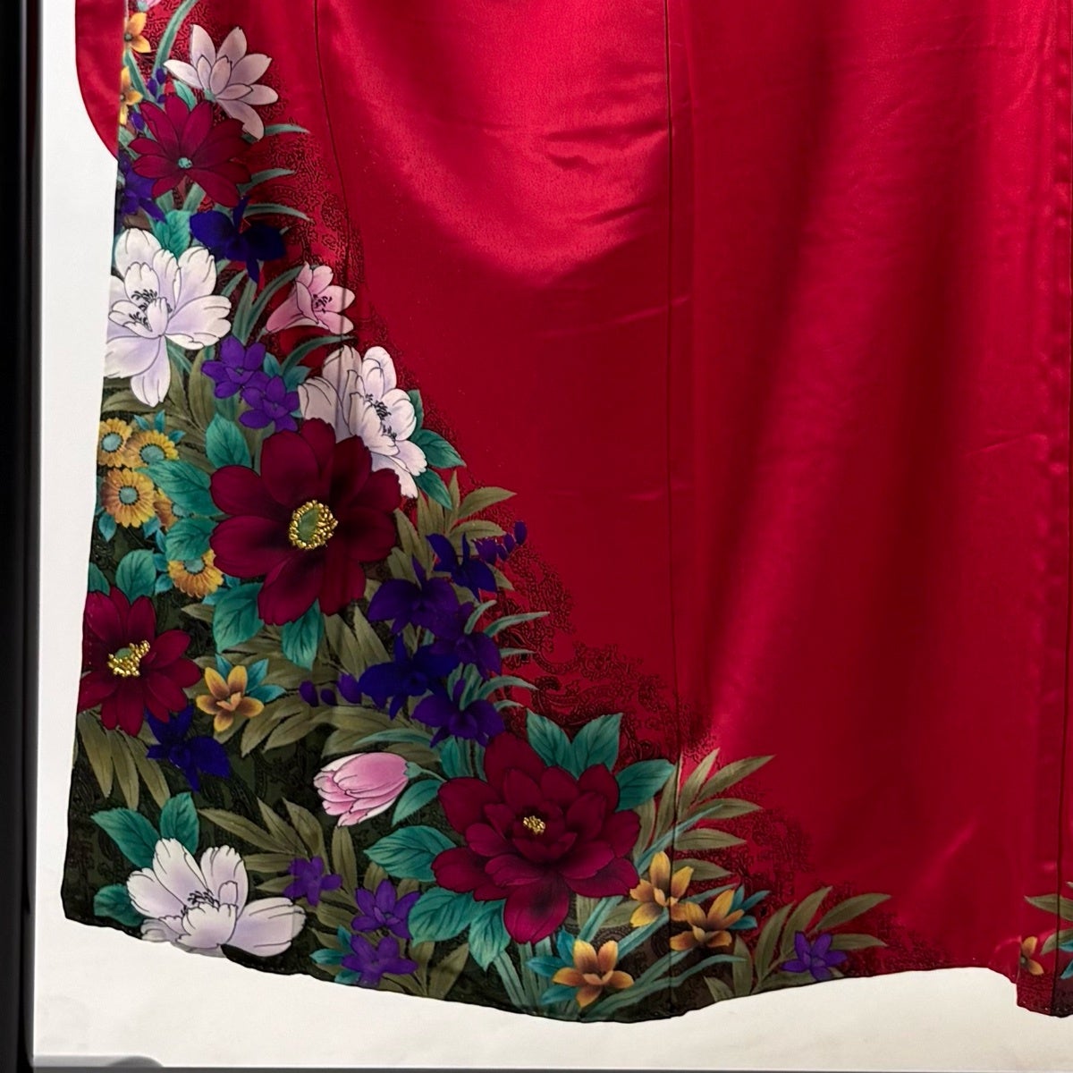 振袖 身丈151cm 裄丈60.5cm S 袷 草花 箔 赤 正絹 秀品｜中古・古着