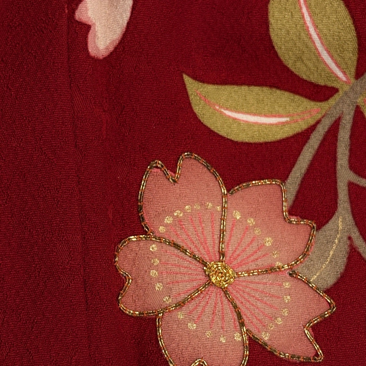 訪問着 身丈164cm 裄丈68cm L 袷 桜 花弁 金糸 金彩 赤 正絹 秀品
