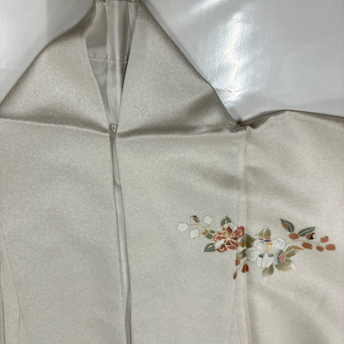 美品】 訪問着 身丈165cm 裄丈65.5cm M 袷 椿 シルエット 金銀彩 螺鈿