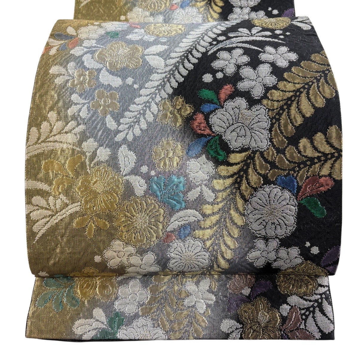 美品】 袋帯 秀品 落款あり 辻が花 藤 銀通し 箔 赤茶 お太鼓柄 正絹