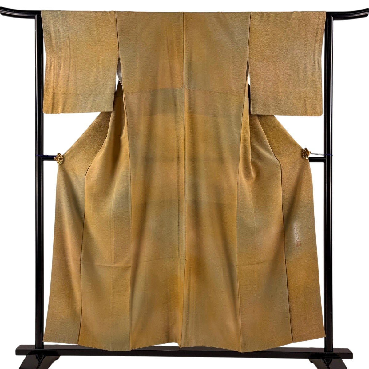 小紋 身丈160.5cm 裄丈63cm 正絹 名品 【中古】 小紋 身丈160.5cm 裄丈63cm S 袷 花 地紋 薄黄 正絹 優品 一つ紋 中古