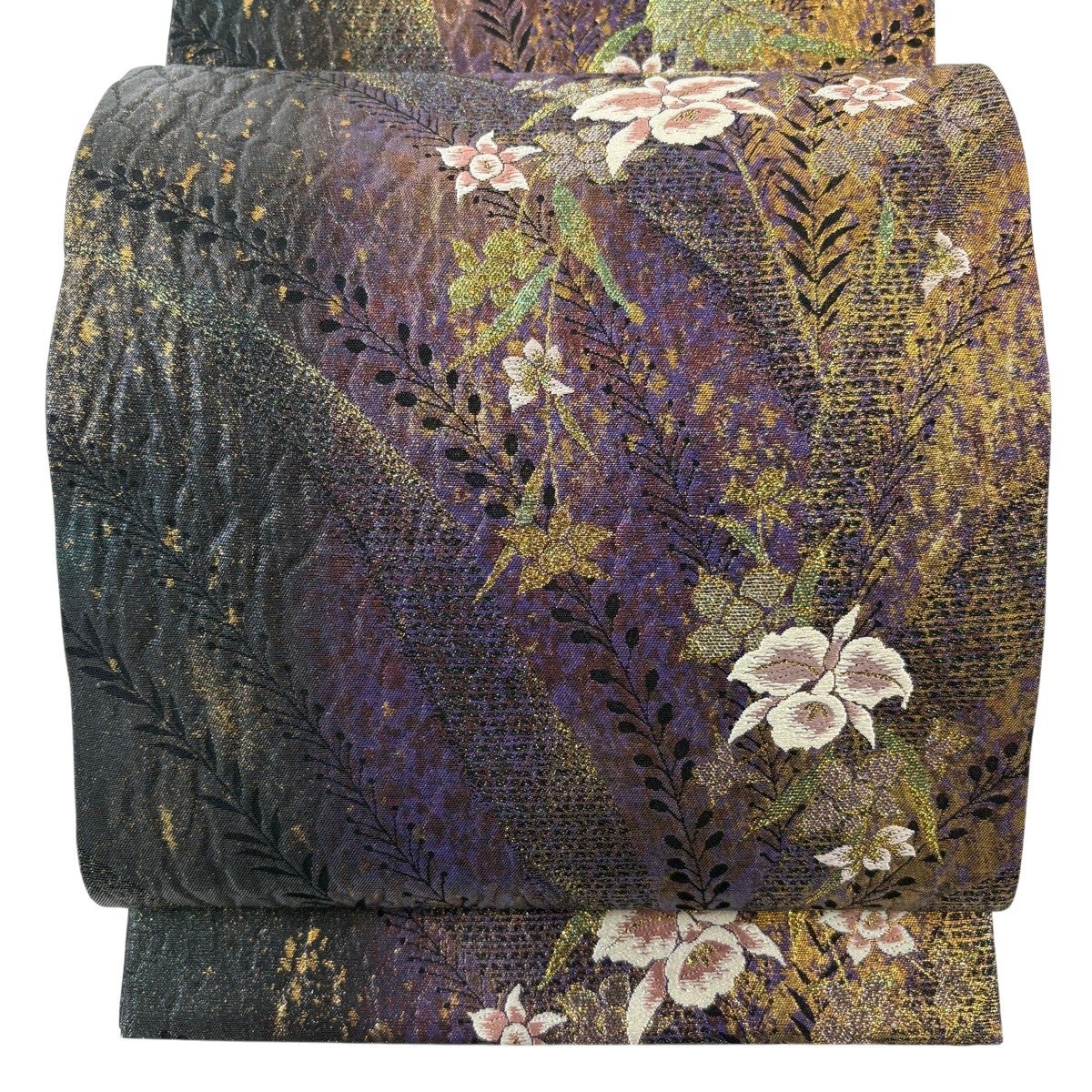 袋帯 秀品 鈴乃屋 雪輪 菊 金銀糸 クリーム 六通 正絹｜中古・古着