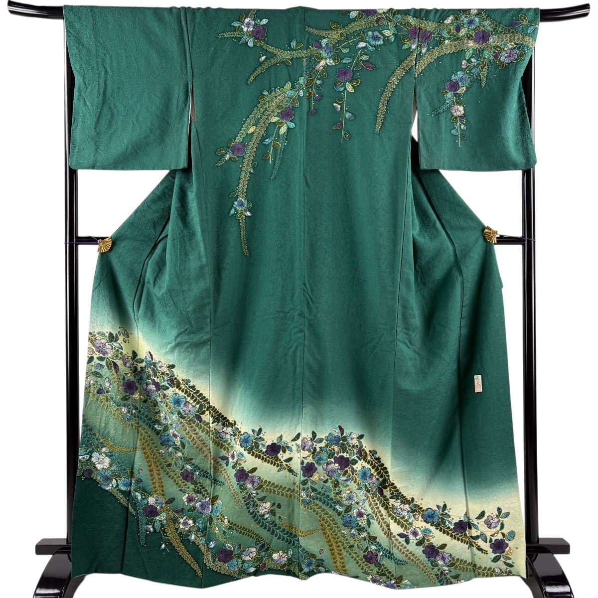 A88愛華 訪問着　刺繍　菱型地紋辻ヶ花柄　金彩フォーマル　美品　身丈169cm 美品】 訪問着 身丈166cm 裄丈68cm L 袷 落款あり 辻が花 金彩 ぼかし