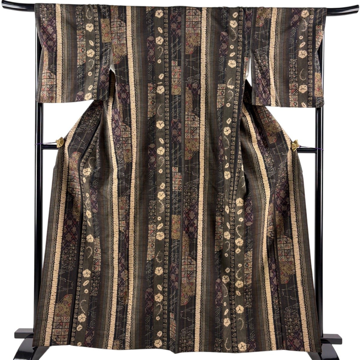 美品】 小紋 身丈163.5cm 裄丈67.5cm L 袷 吉澤与市 証紙あり 糸巻き