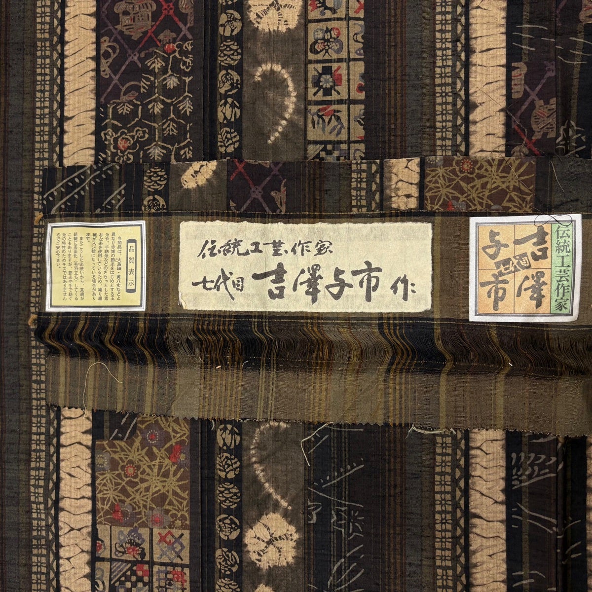 美品】 小紋 身丈163.5cm 裄丈67.5cm L 袷 吉澤与市 証紙あり 糸巻き