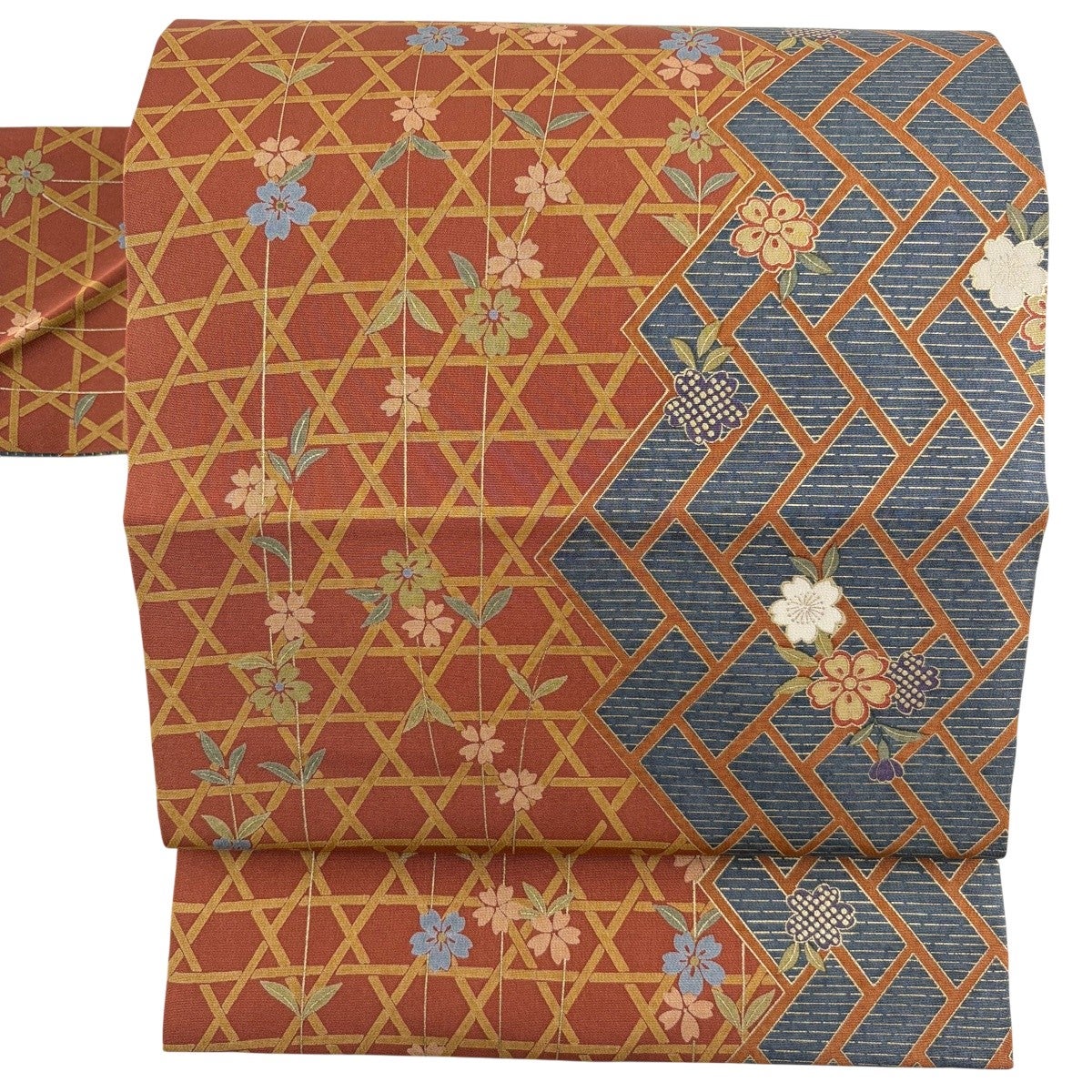 名古屋帯 秀品 乱菊 桜 縮緬 黒 正絹｜中古・古着・リサイクル着物通販