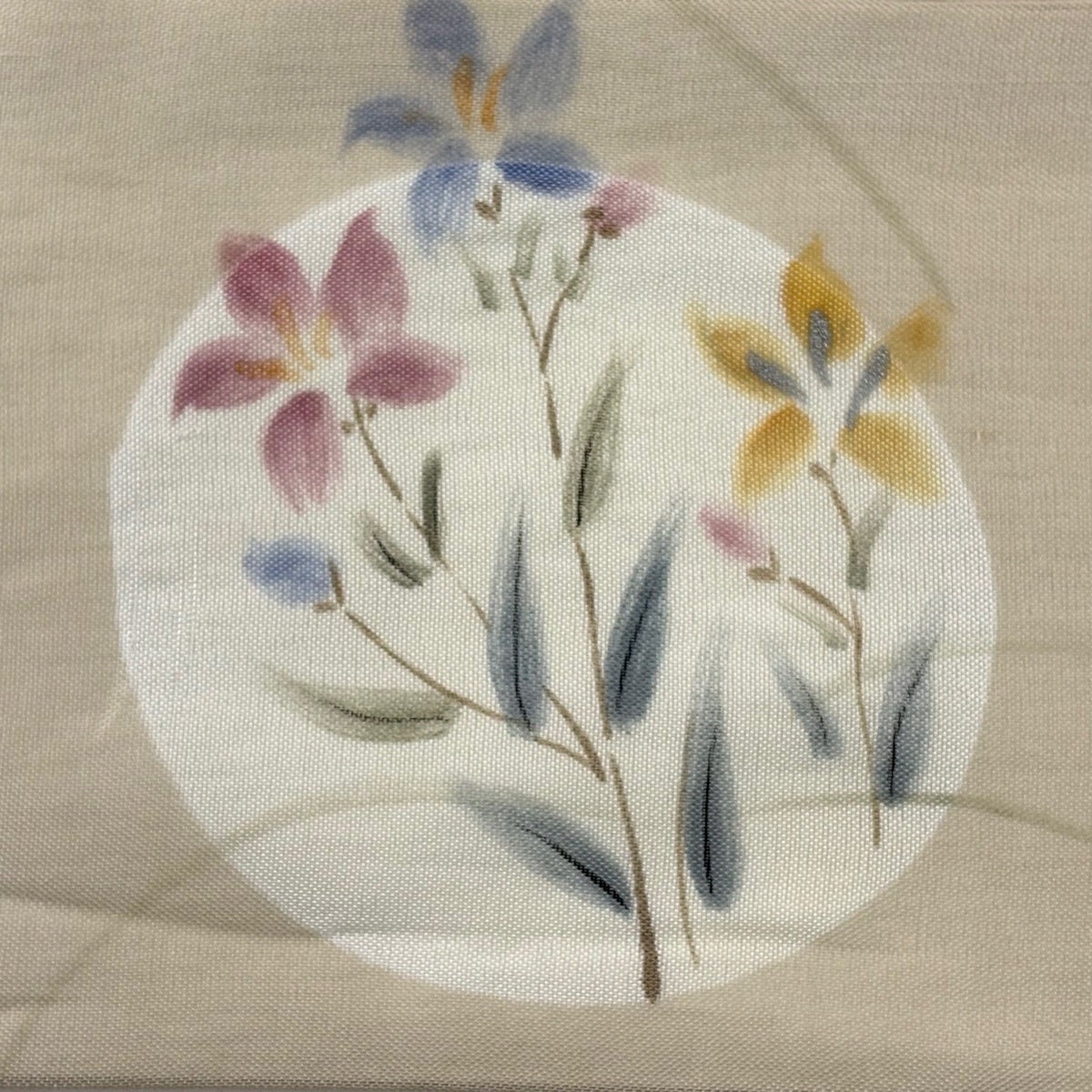 名古屋帯 秀品 夏帯 草花 金銀彩 ベージュ 正絹｜中古・古着