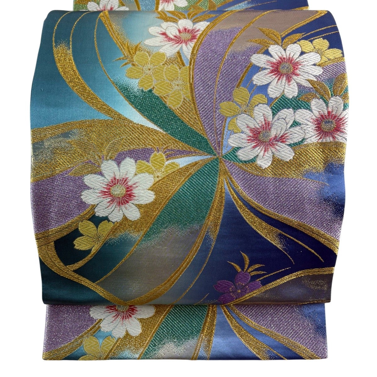 美品】 袋帯 秀品 色紙 華文 金糸 箔 山吹色 六通 正絹｜中古・古着