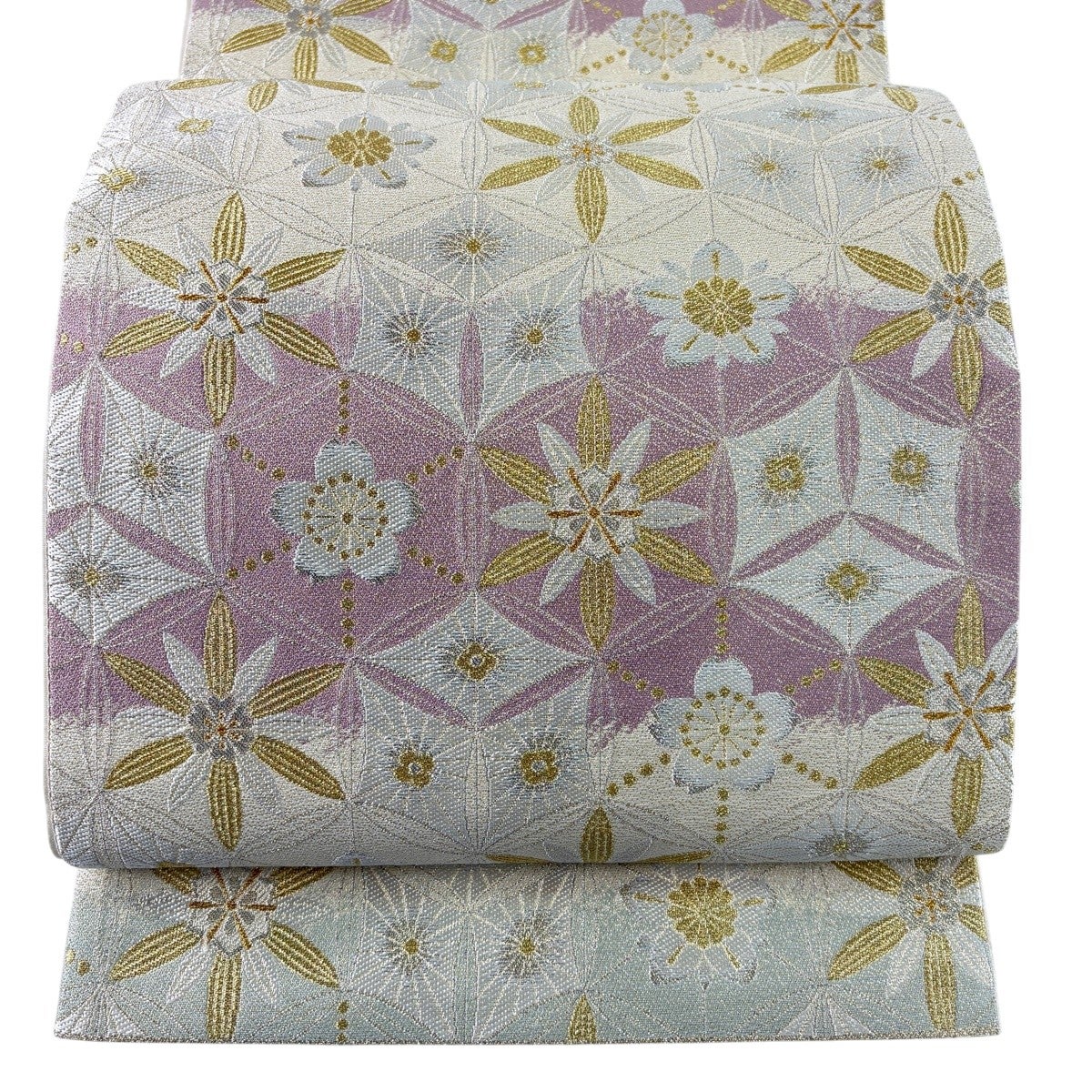 美品】 袋帯 名品 桜 菊 金銀糸 灰茶 六通 正絹｜中古・古着