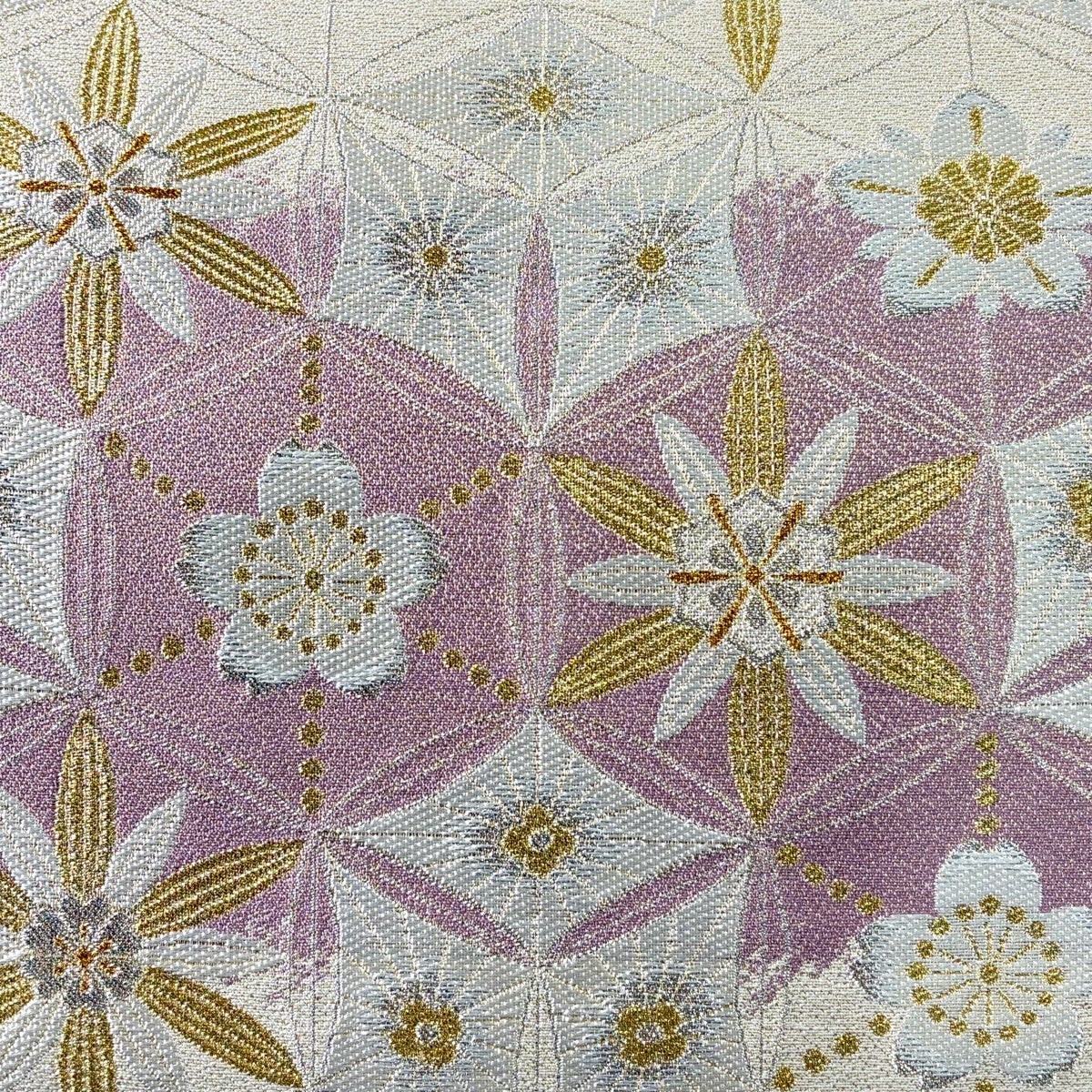 美品】 袋帯 名品 桜 菊 金銀糸 灰茶 六通 正絹｜中古・古着