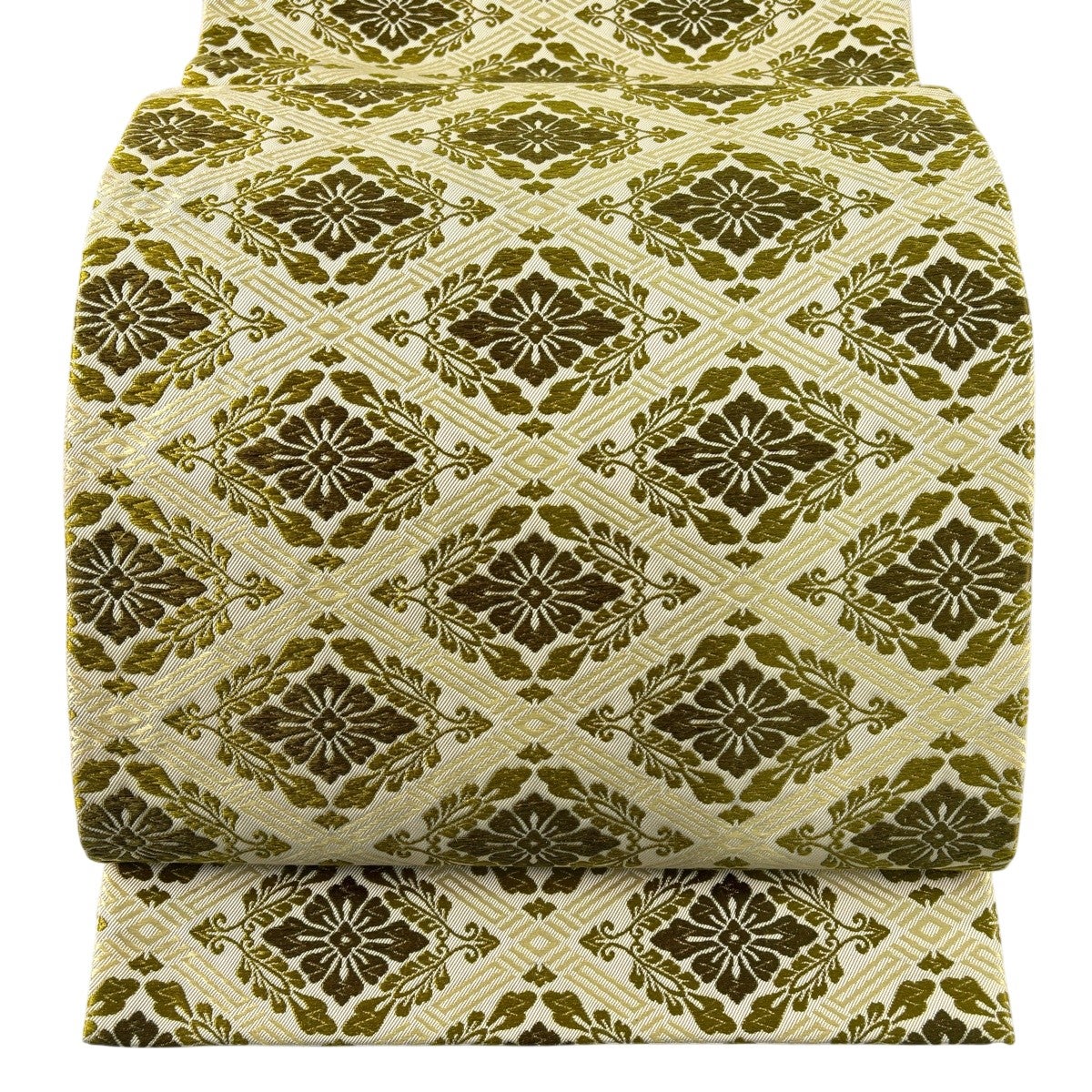 美品】 袋帯 名品 花菱 唐織 ベージュ 六通 正絹｜中古・古着