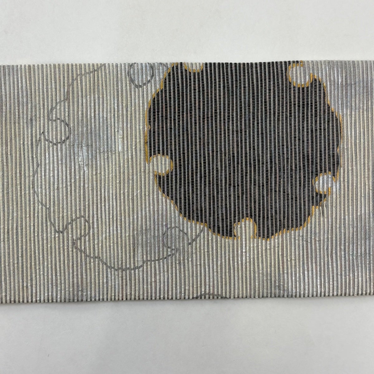 名古屋帯　古典柄　グレーブラック　金彩 美品】 名古屋帯 名品 雪輪 銀糸 金彩 灰茶 正絹｜中古・古着