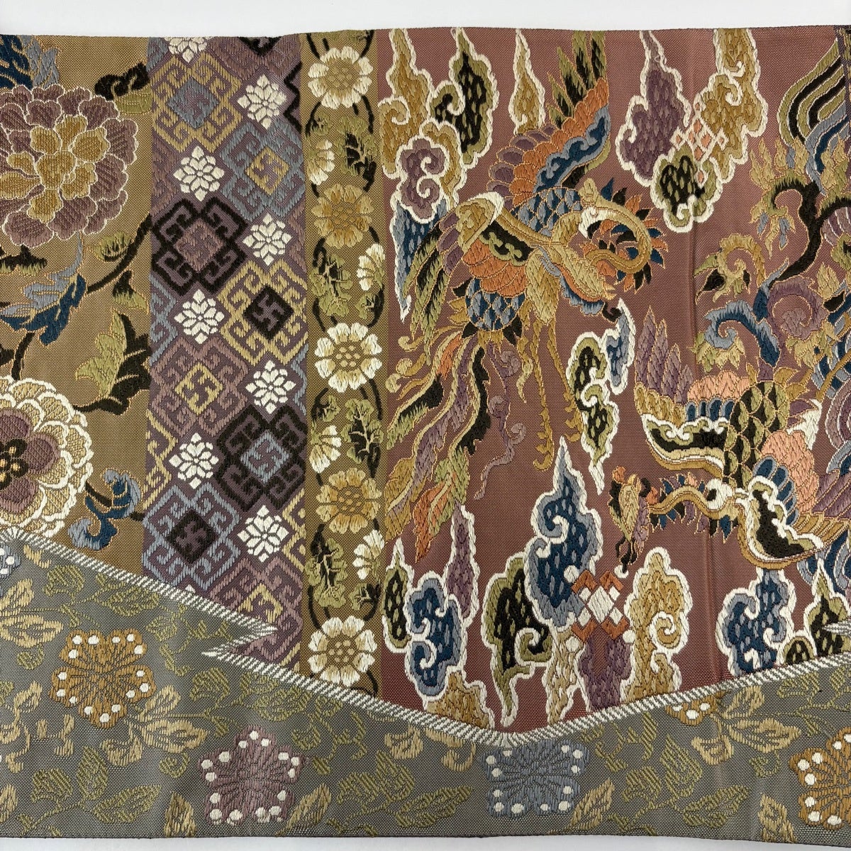 袋帯 名品 鳳凰 花唐草 金糸 唐織 赤紫 六通 正絹｜中古・古着