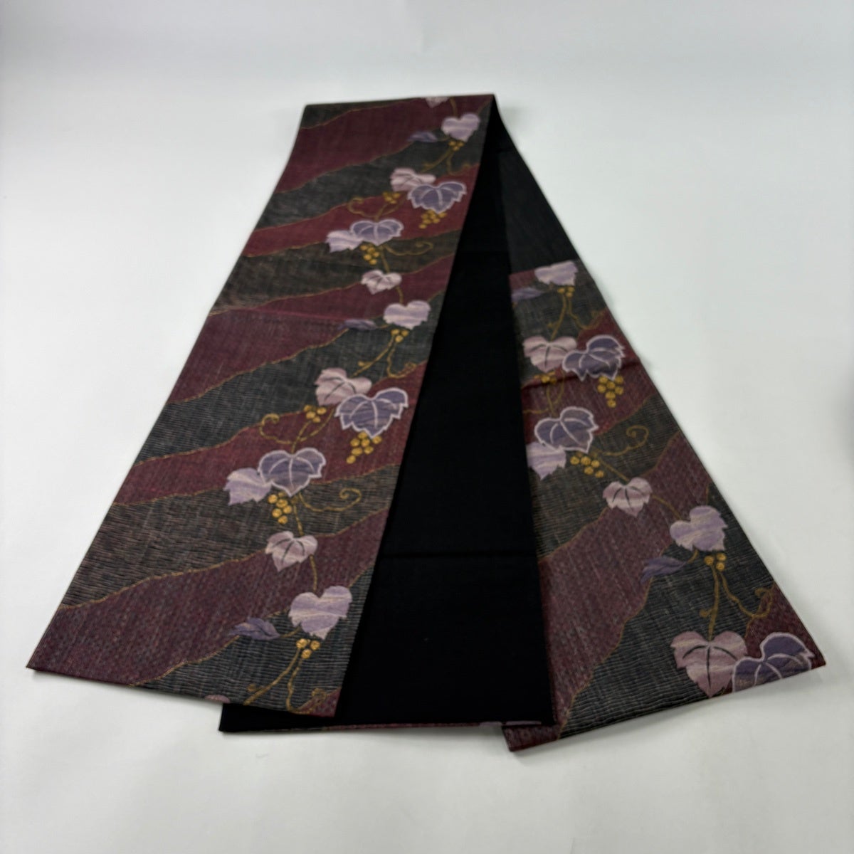 専用帯7058 7414 二点セット ●やまとオリジナル 高級 正絹 六通 袋帯 美品】 袋帯 名品 やまと パイナップル織 葡萄 よろけ縞 箔 ラメ糸 茶