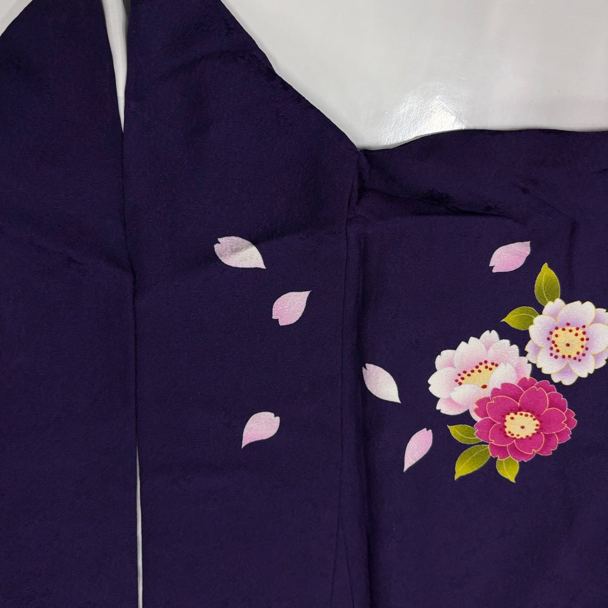 美品】 振袖 身丈169cm 裄丈67.5cm L 袷 蝶 草花 ラメ ぼかし 濃紫