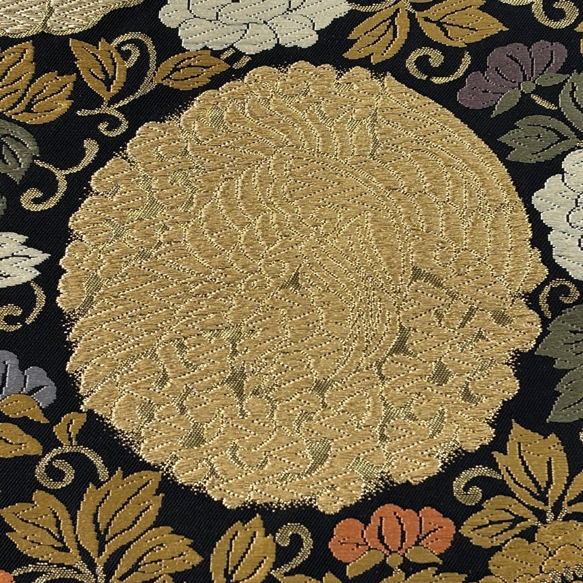 美品】 袋帯 名品 華文 花唐草 金糸 唐織 黒 六通 正絹｜中古・古着
