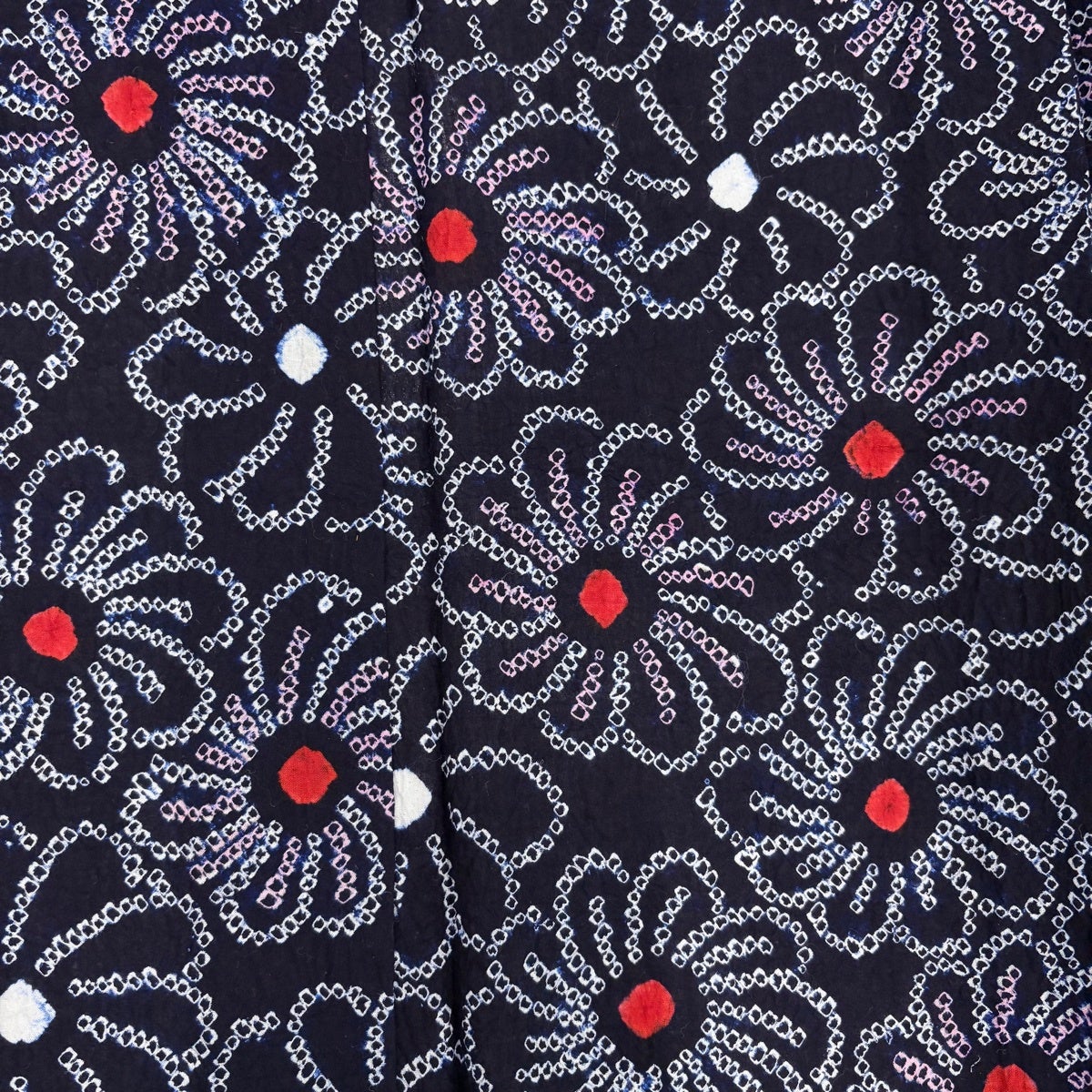 美品】 浴衣 身丈160cm 裄丈63cm S 絞り浴衣 菊 紺色 綿 名品｜中古
