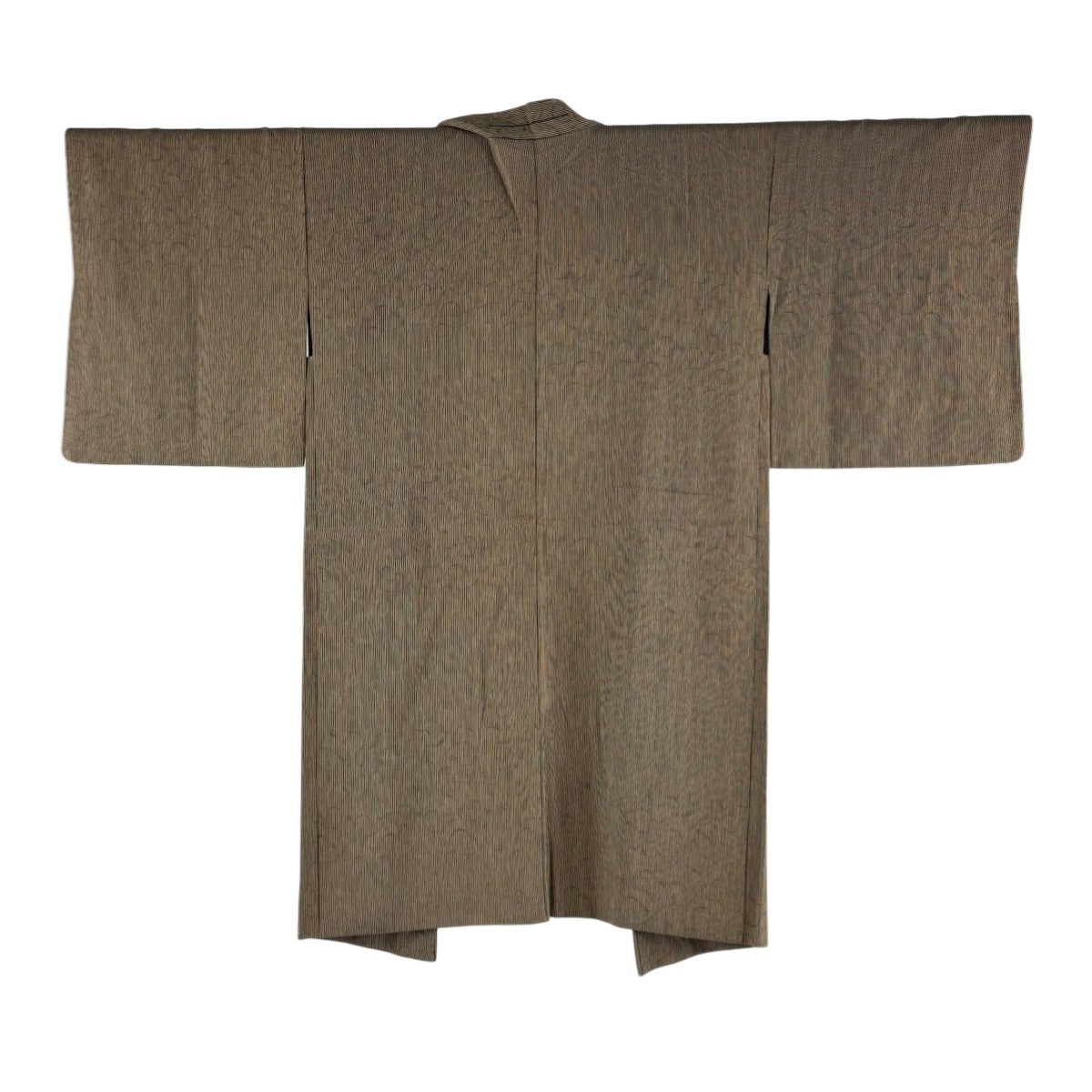 美品】 羽織 身丈102cm 裄丈65.5cm M 縦縞 幾何学模様 緑 正絹 逸品