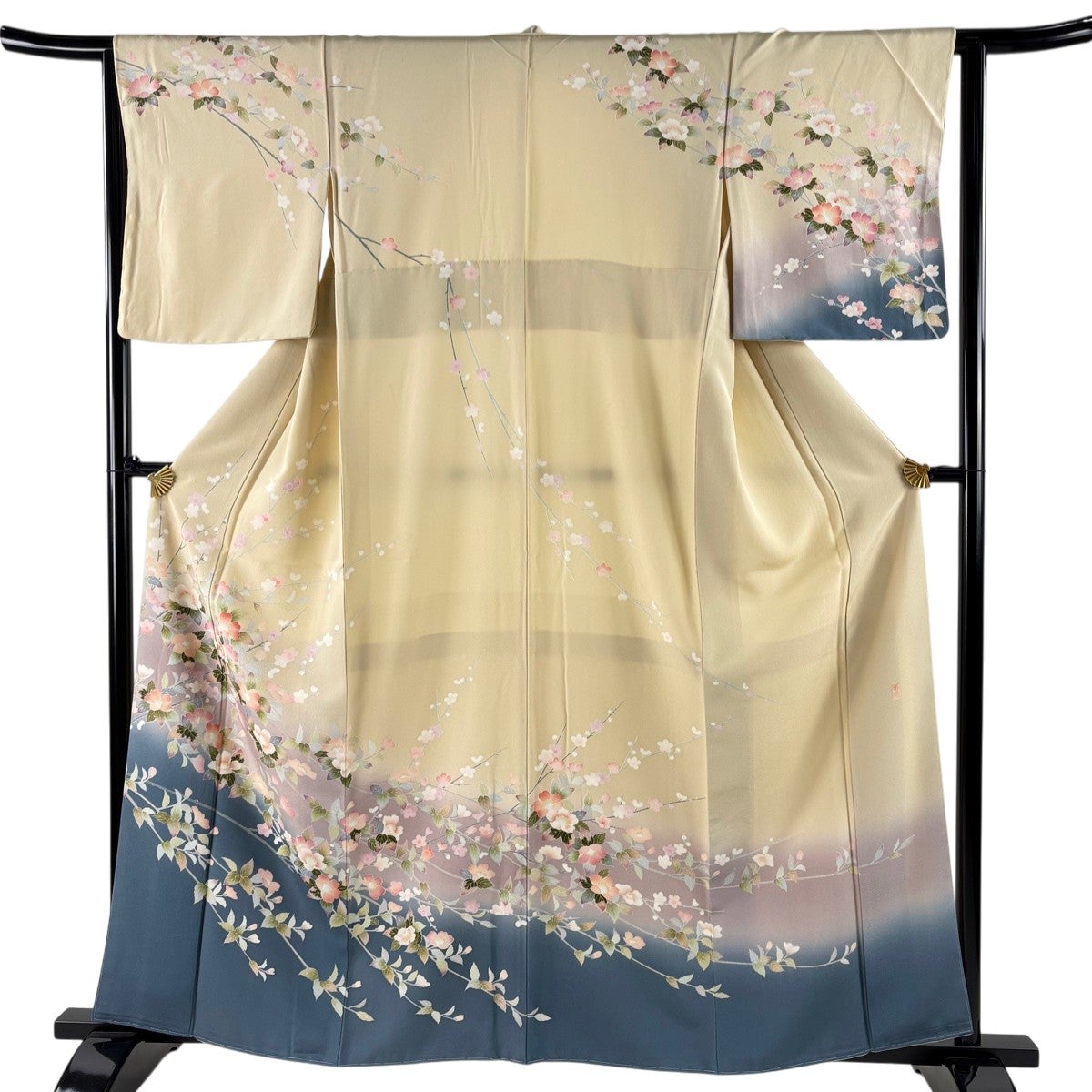 30%OFF 訪問着 身丈162cm 裄丈63cm S 袷 落款あり 鶴 花車 ぼかし