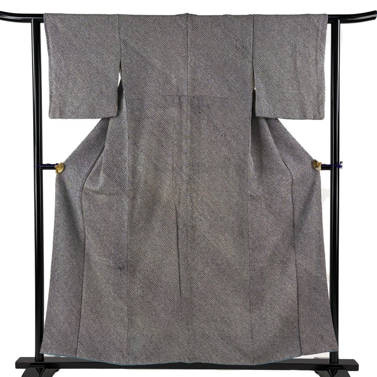 小紋 身丈154.5cm 裄丈62.5cm S 袷 総絞り 黒 正絹 名品｜中古・古着