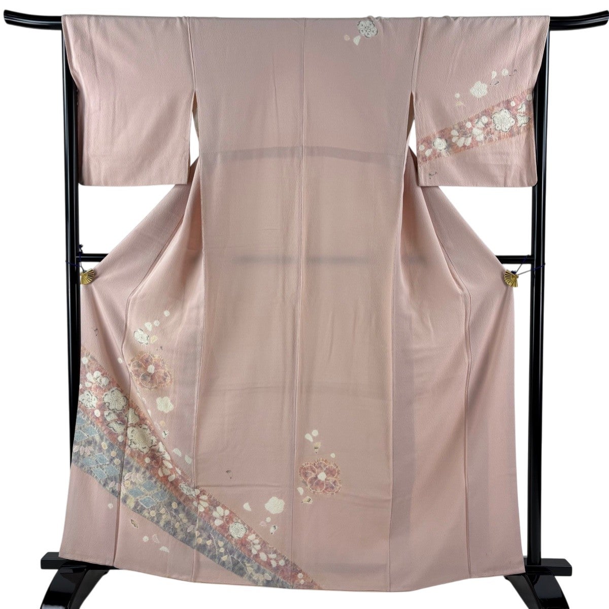 訪問着 身丈169cm 裄丈66.5cm 正絹 秀品 【中古】 訪問着 身丈166cm 裄丈67.5cm L 袷 菊 松 金糸 金彩 灰紫