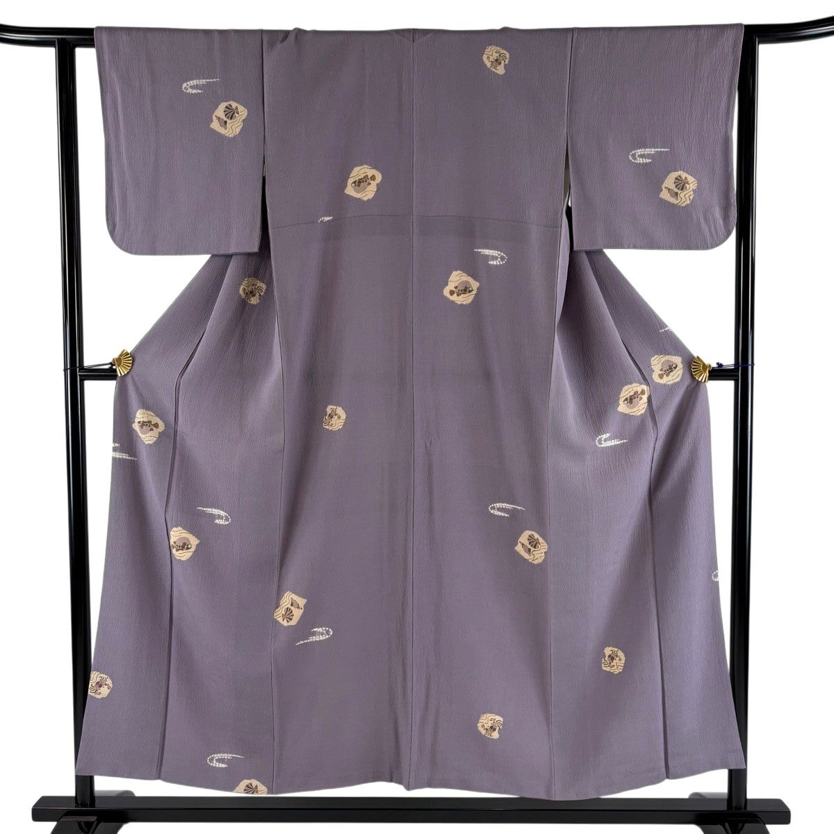 ★専用★未使用品 小紋 薄い水色 パステル 菊 吉祥身丈161cm 裄丈66cm 美品】 小紋 身丈161cm 裄丈65.5cm M 袷 松竹梅 紅葉 薄紫 正絹 優品