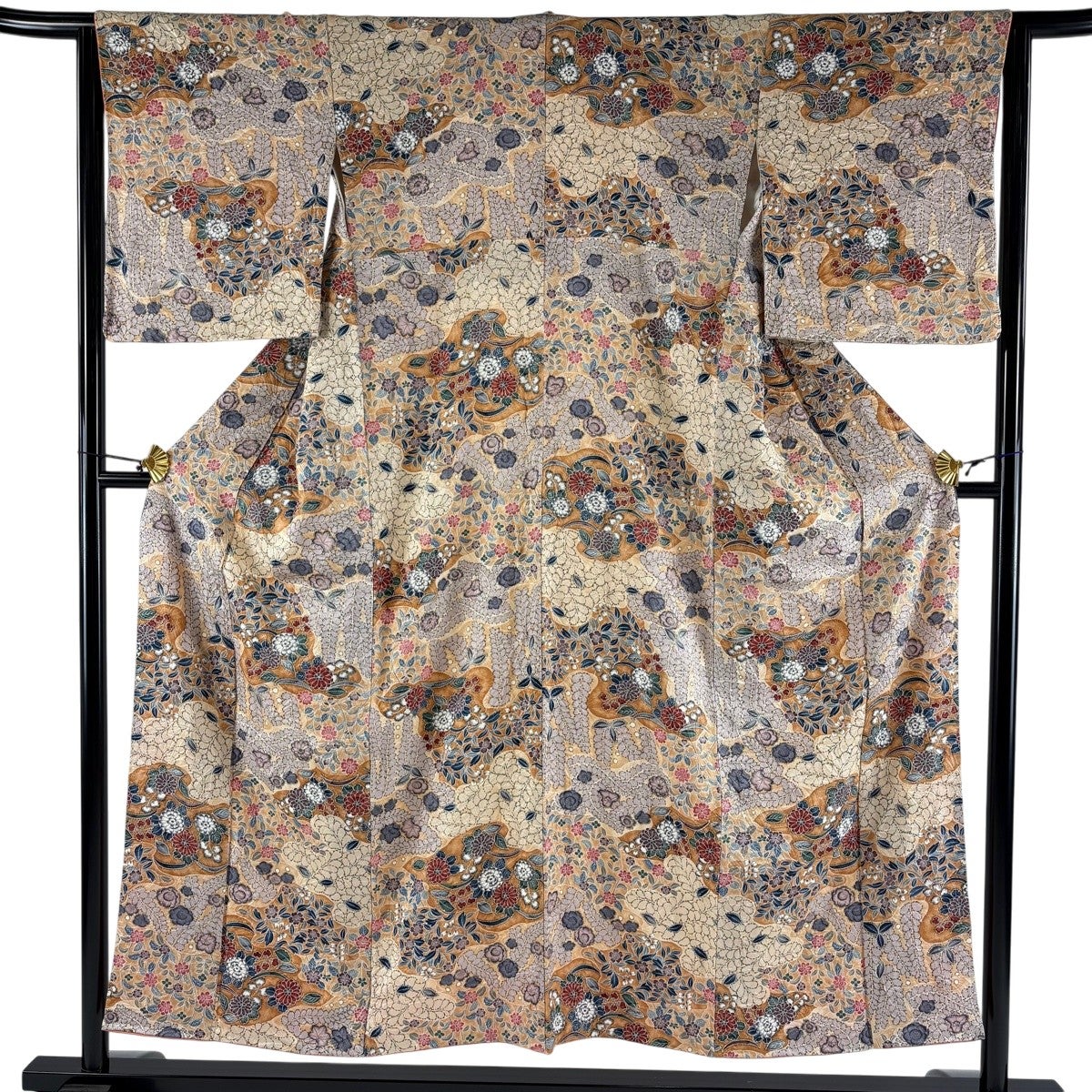 美品】 小紋 身丈153cm 裄丈63cm S 袷 大脇一心 紬地 落款あり 美品】 小紋 身丈153cm 裄丈63cm S 袷 大脇一心 紬地 落款あり