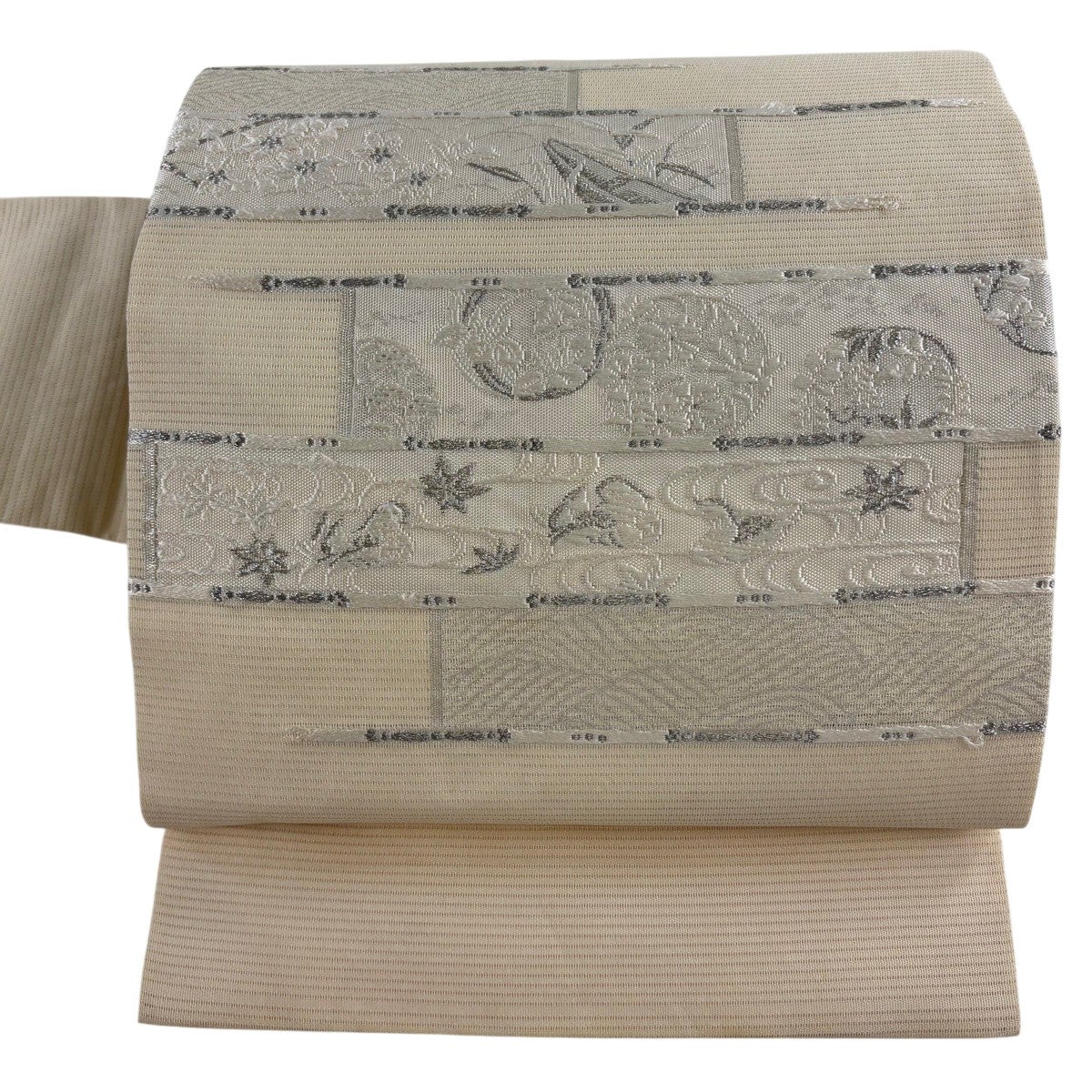 名古屋帯 秀品 落款あり 夏帯 絽 花丸文 白 正絹｜中古・古着
