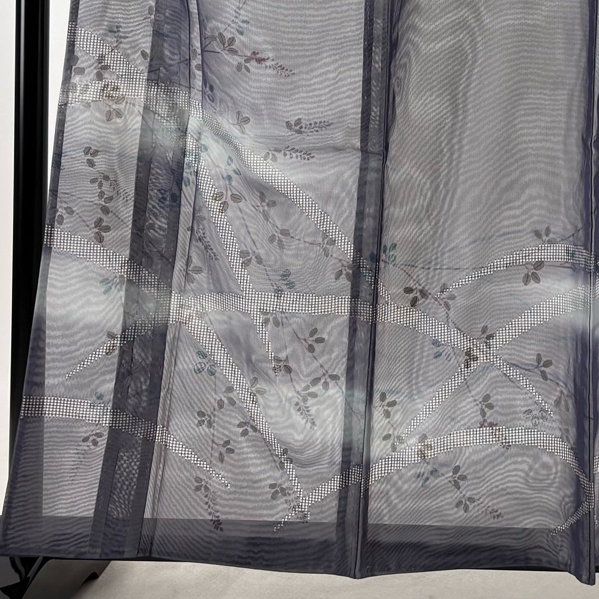 美品】 訪問着 身丈160cm 裄丈63cm S 紗袷 萩 芝 刺繍 ぼかし 灰紫