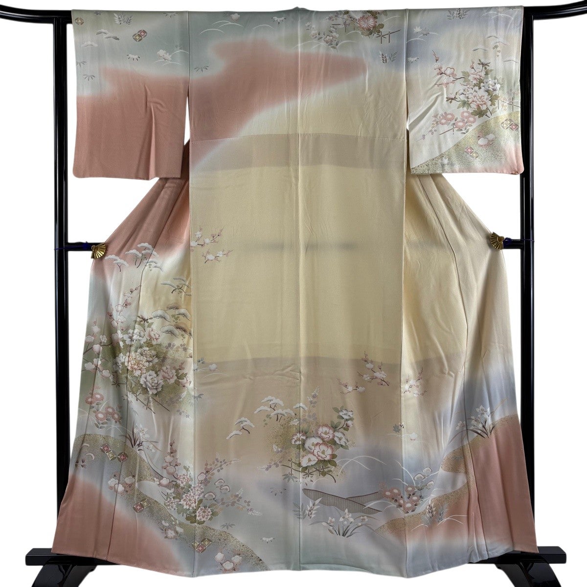 訪問着 身丈158cm 裄丈63cm S 袷 鈴乃屋 松竹梅 牡丹 金彩 金糸
