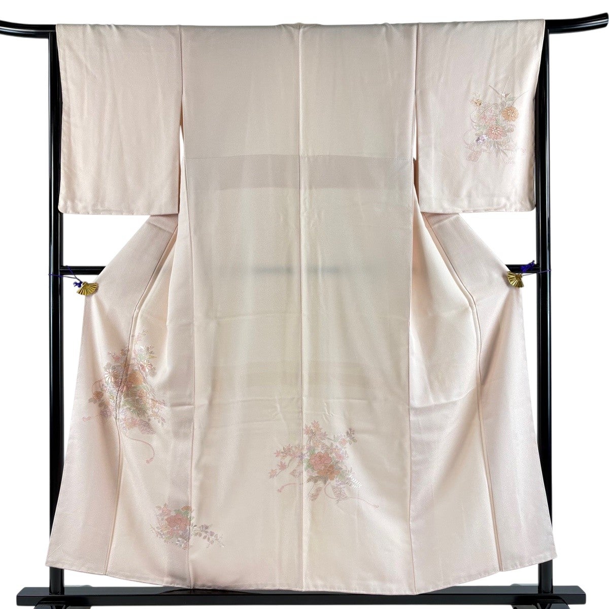 付下げ 身丈152.5cm 裄丈65.5cm M 袷 やまと 短冊 草花 刺繍 金糸 薄
