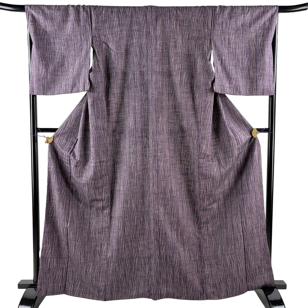 紬 身丈165cm 裄丈68.5cm L 袷 縦縞 ピンク 正絹 秀品｜中古・古着