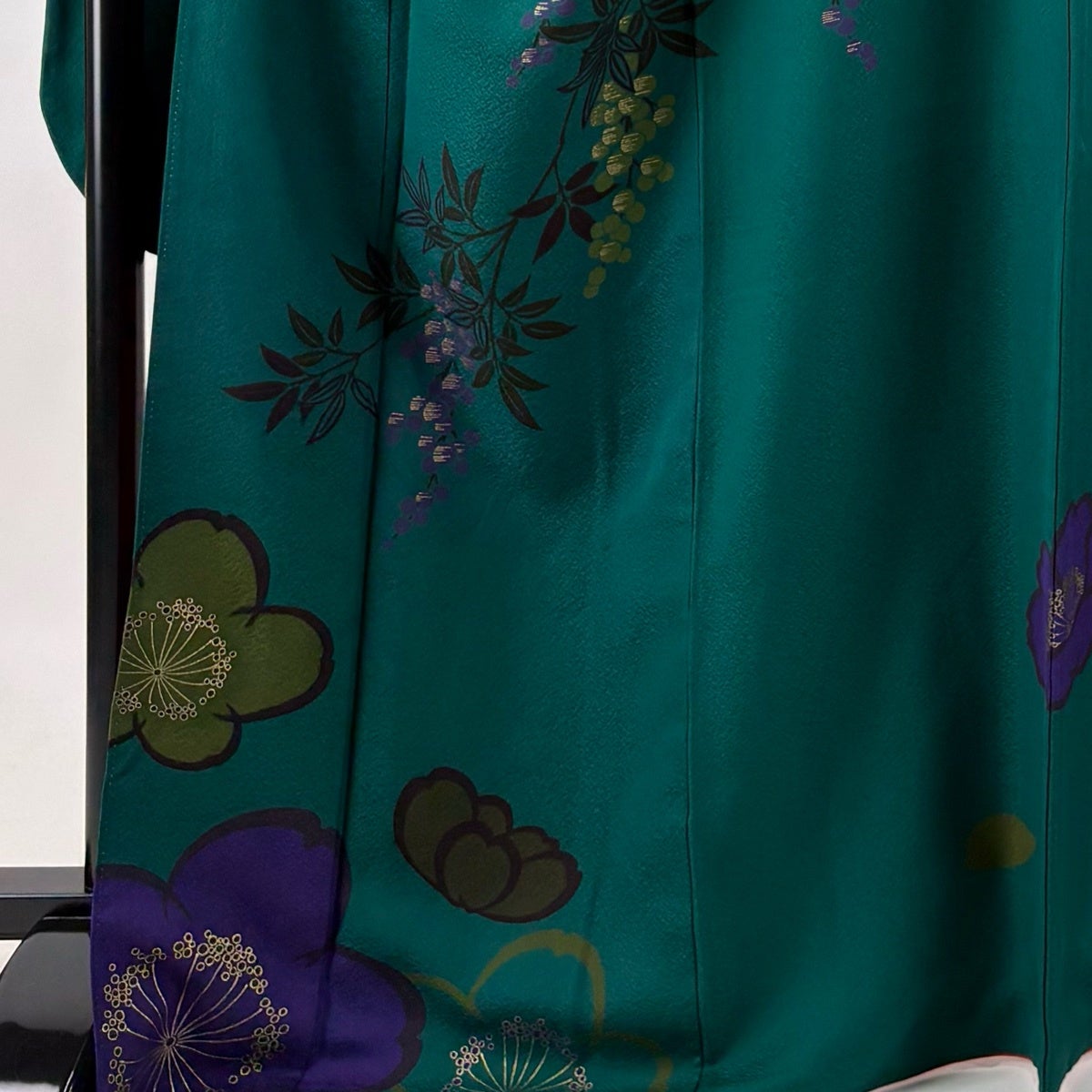 振袖 身丈168cm 裄丈70.5cm L 袷 桜 葉と実 金彩 緑 正絹 秀品｜中古