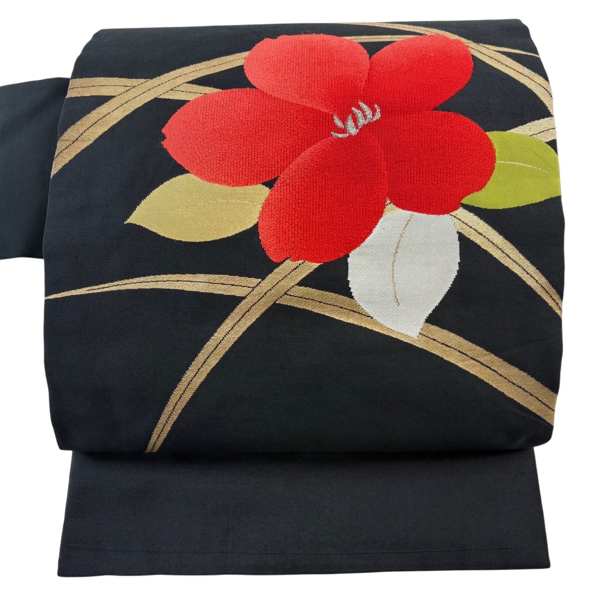 美品】 名古屋帯 秀品 桜 流水 金彩 黒 正絹｜中古・古着・リサイクル