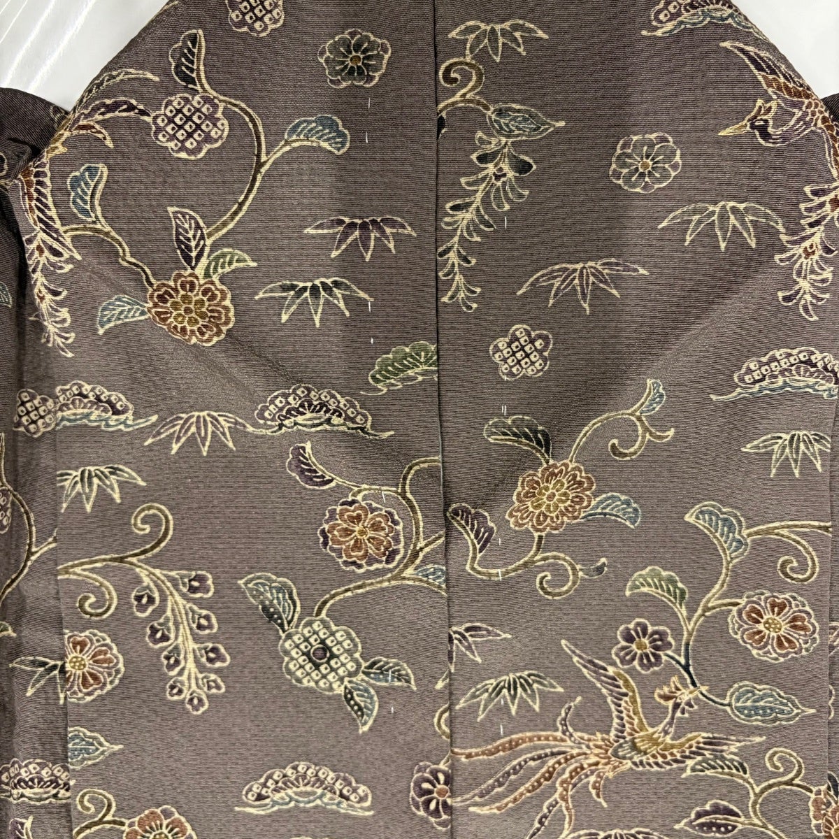 美品】 付下げ 身丈158cm 裄丈63cm S 袷 花唐草 鳥 ぼかし 金彩 灰茶