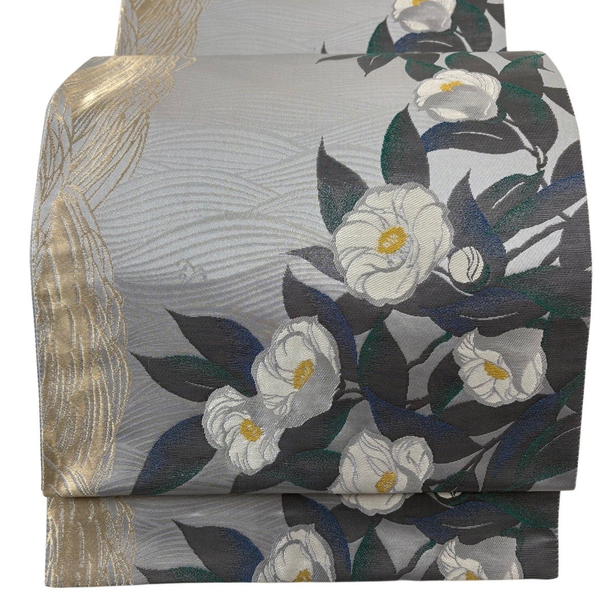 美品】 袋帯 名品 花井幸子 落款あり 草花 箔 紫 六通 正絹｜中古