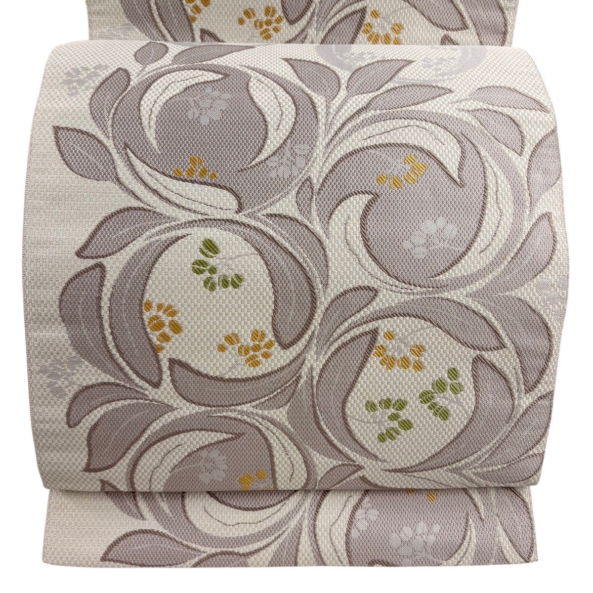 美品】 名古屋帯 優品 八寸名古屋帯 松葉仕立て 関西仕立て 草花 縞 焦
