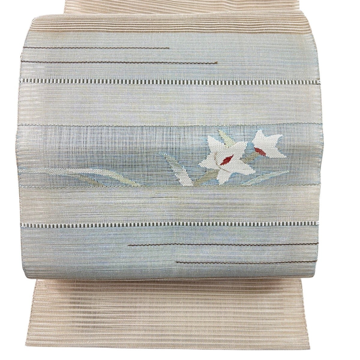 美品】 名古屋帯 秀品 落款あり 夏帯 絽 楓 ピンクベージュ 正絹｜中古 