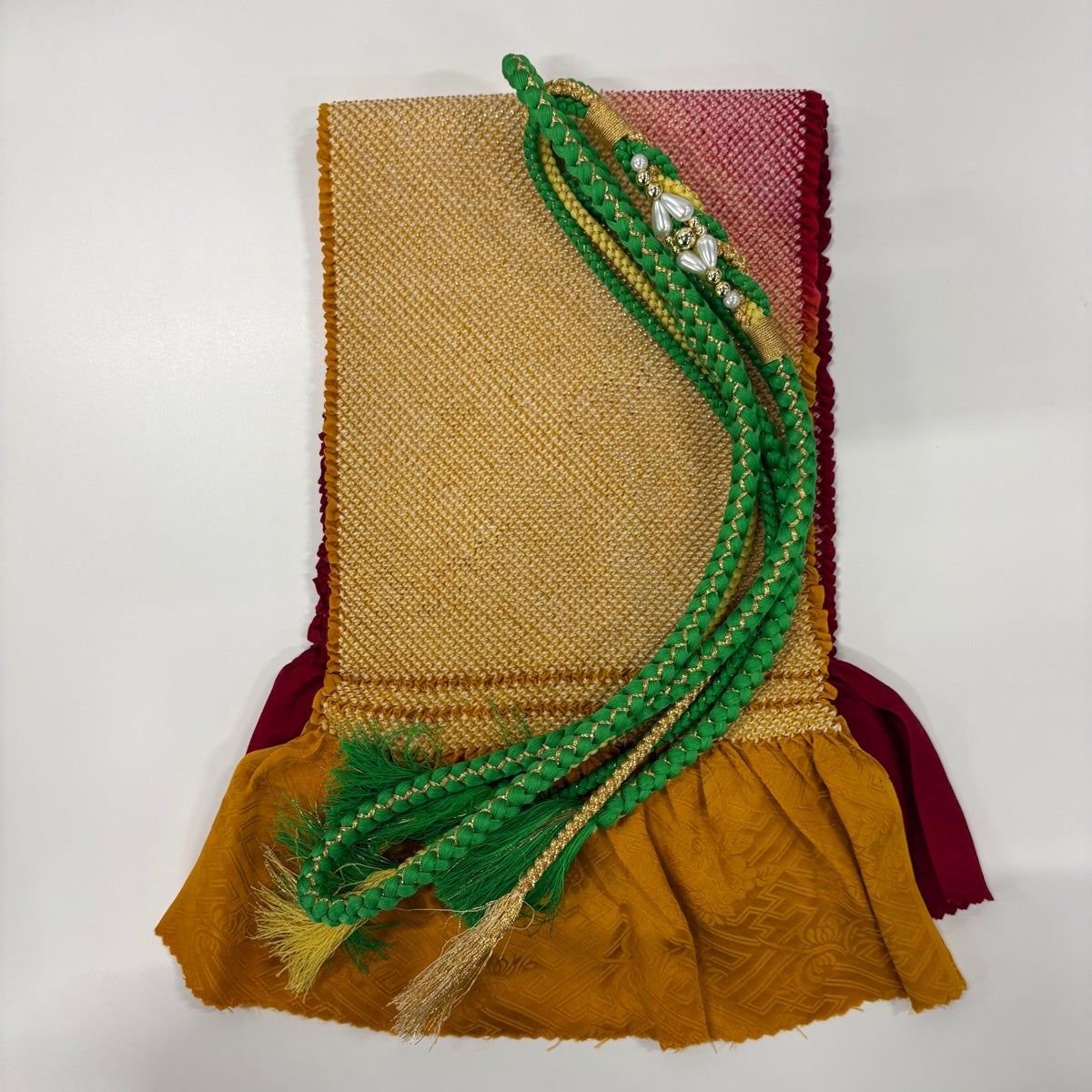 美品】 振袖 身丈158.5cm 裄丈65cm M 袷 袋帯フルセット 草花 手鞠 金