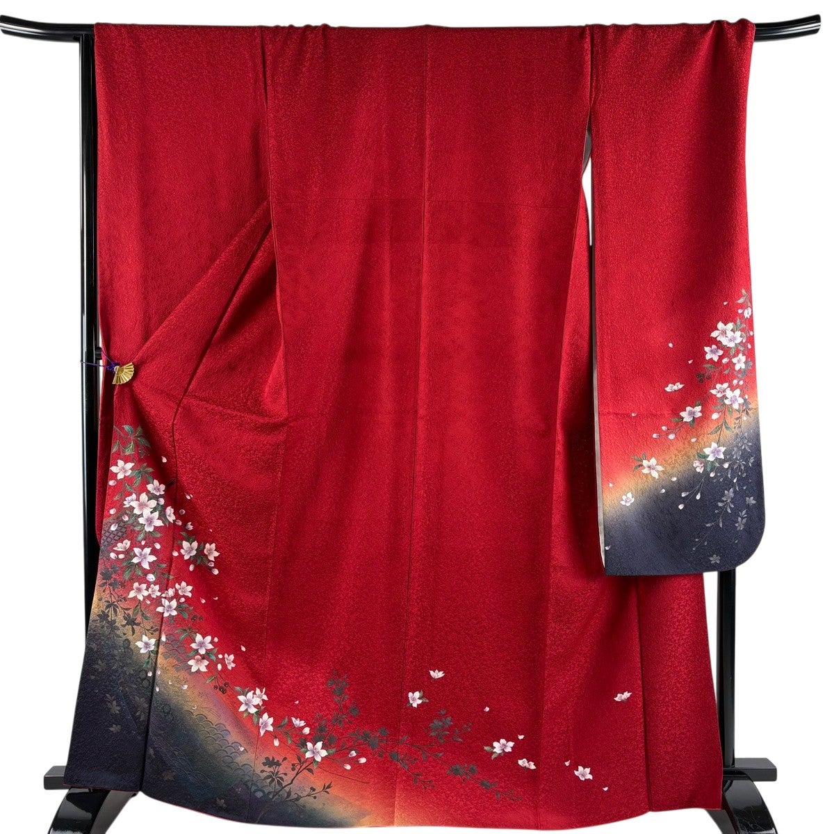 美品】 振袖 身丈165cm 裄丈69.5cm L 袷 やまと 草花 有職文様 金彩