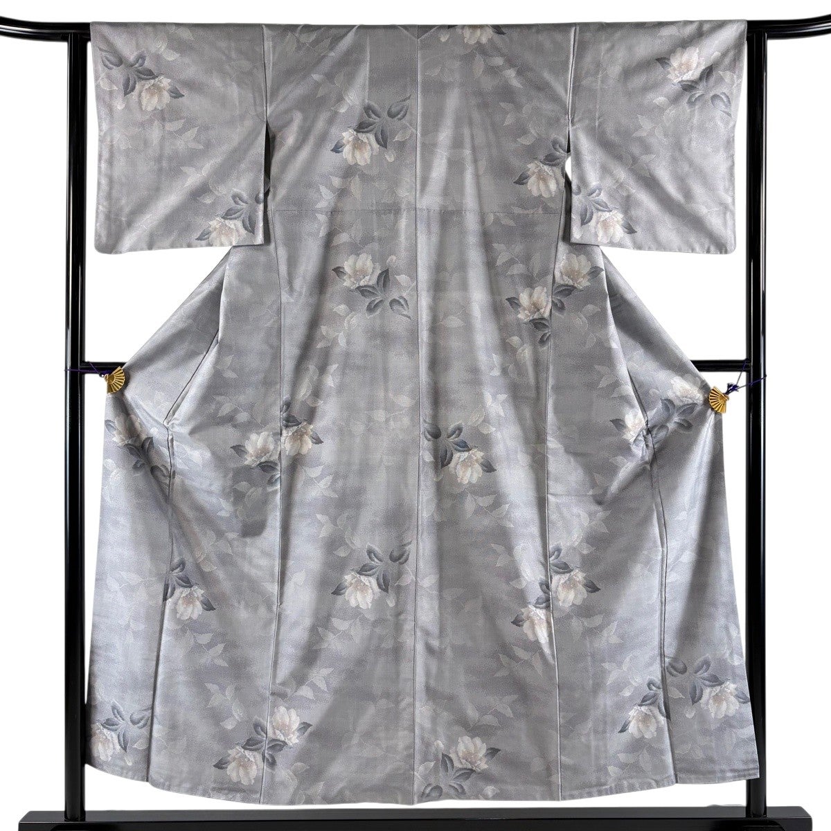 美品】 大島紬 身丈154.5cm 裄丈62cm S 袷 屋久杉染 証紙あり 草花