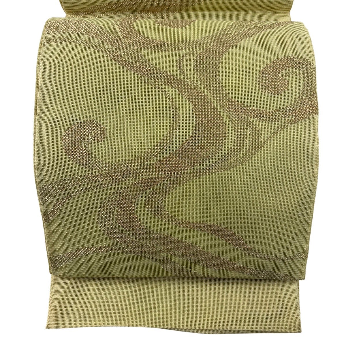 美品】 袋帯 秀品 夏帯 紗 流水 金糸 薄黄 六通 正絹｜中古・古着