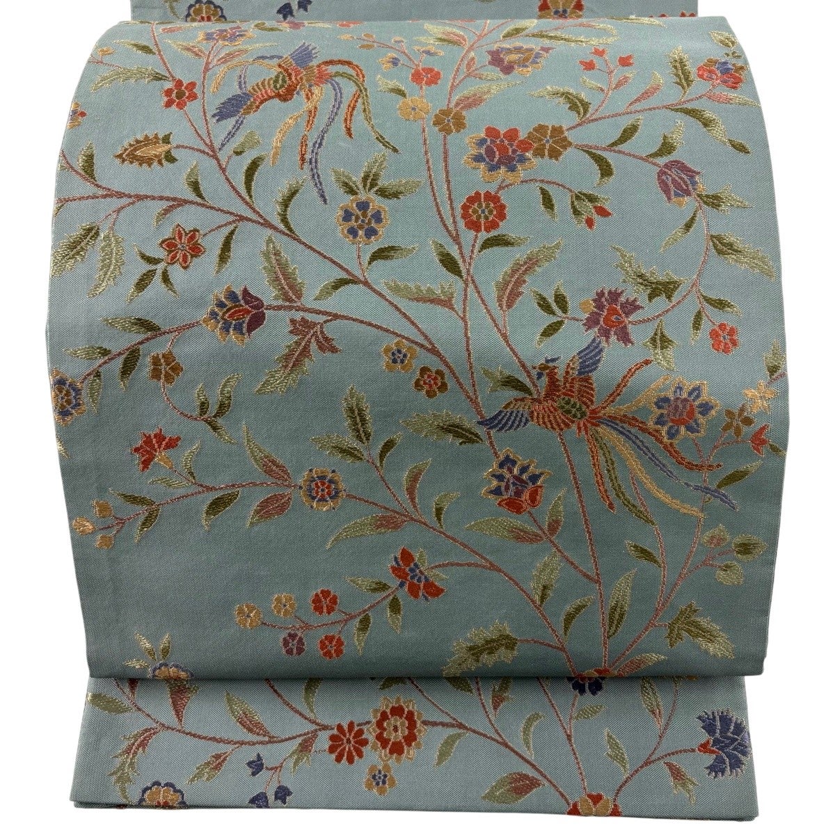 美品】 袋帯 秀品 桜 霞 箔 唐織 緑 六通 正絹｜中古・古着