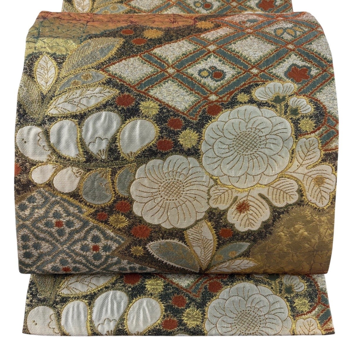 袋帯 秀品 草花 金糸 箔 金色 六通 正絹｜中古・古着・リサイクル着物