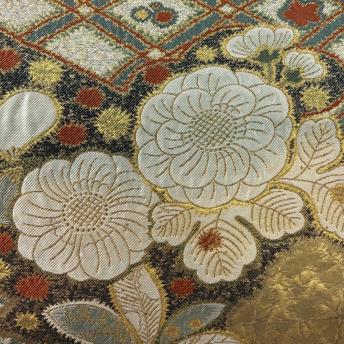 袋帯 秀品 草花 金糸 箔 金色 六通 正絹｜中古・古着・リサイクル着物