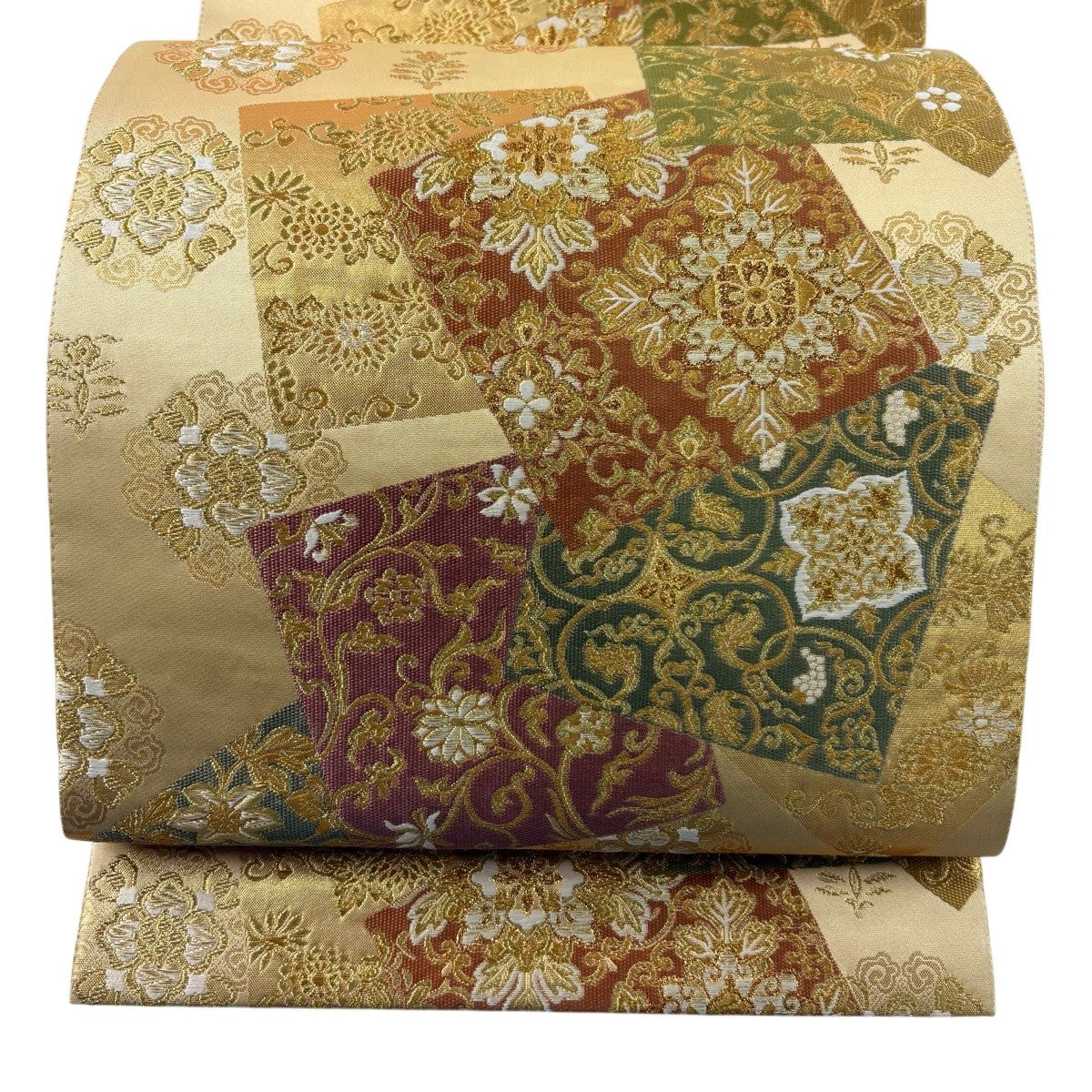 【未使用品】袋帯　紫陽花　六通　金糸キラキラ　光沢感 美品】 袋帯 秀品 色紙 華文 金糸 箔 山吹色 六通 正絹｜中古・古着