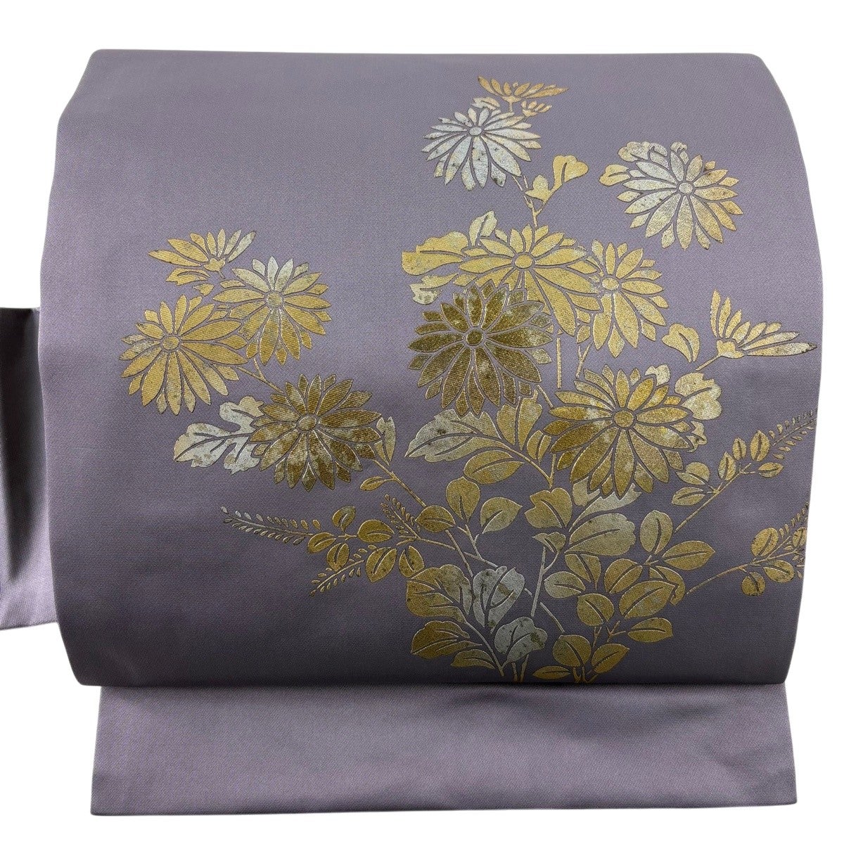 名古屋帯 名品 落款あり 草花 金銀彩 紫 正絹｜中古・古着・リサイクル