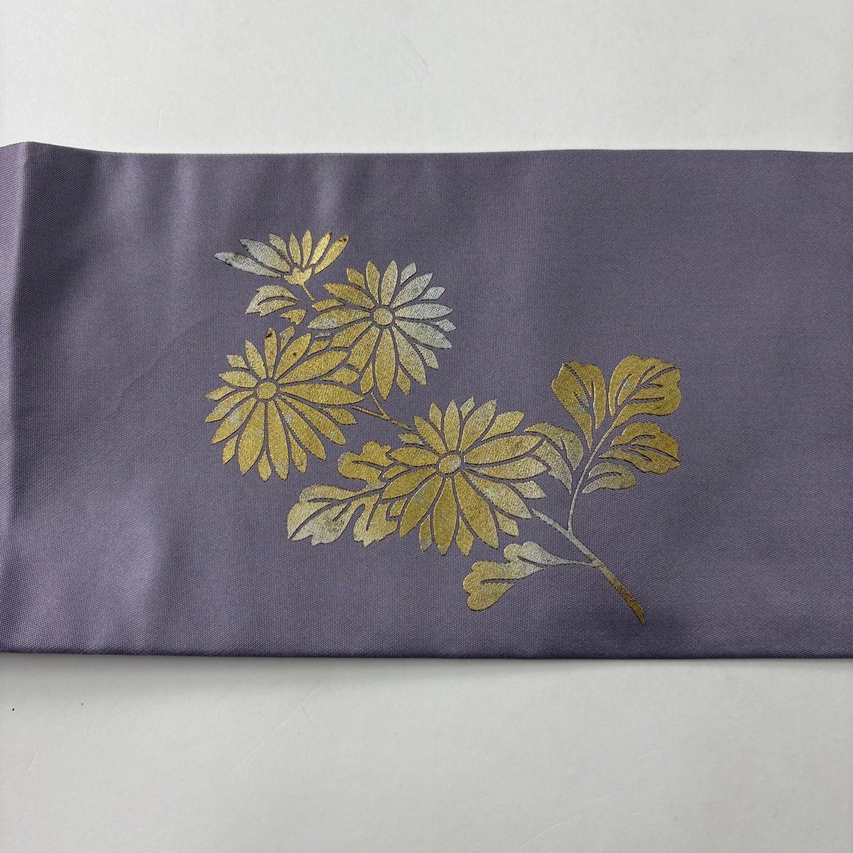 名古屋帯 名品 落款あり 草花 金銀彩 紫 正絹｜中古・古着・リサイクル